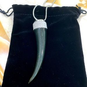 Michael Kors charcoal/silver glitter horn pendant